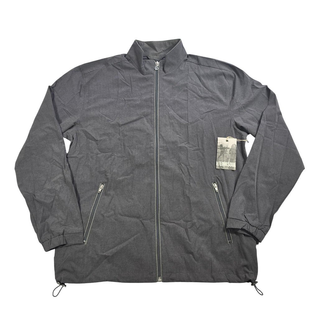 Linksoul Morris Full Zip Golf Windbreaker Jacket Mens Large Gray Preppy New
